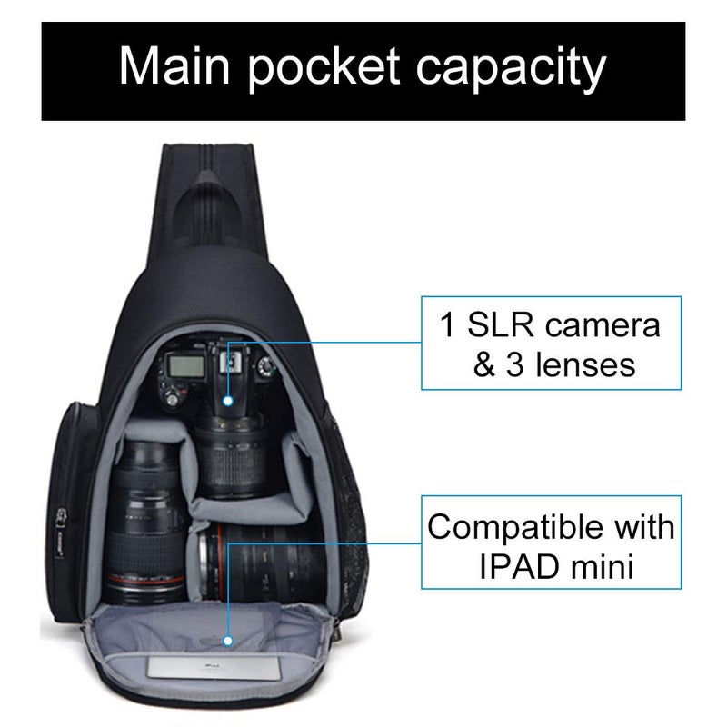 CADeN Camera Bag Sling Backpack, Camera Case Backpack with Tripod Holder for DSLR/SLR Mirrorless Cameras (Canon Nikon Sony Pentax) Black - Image 2